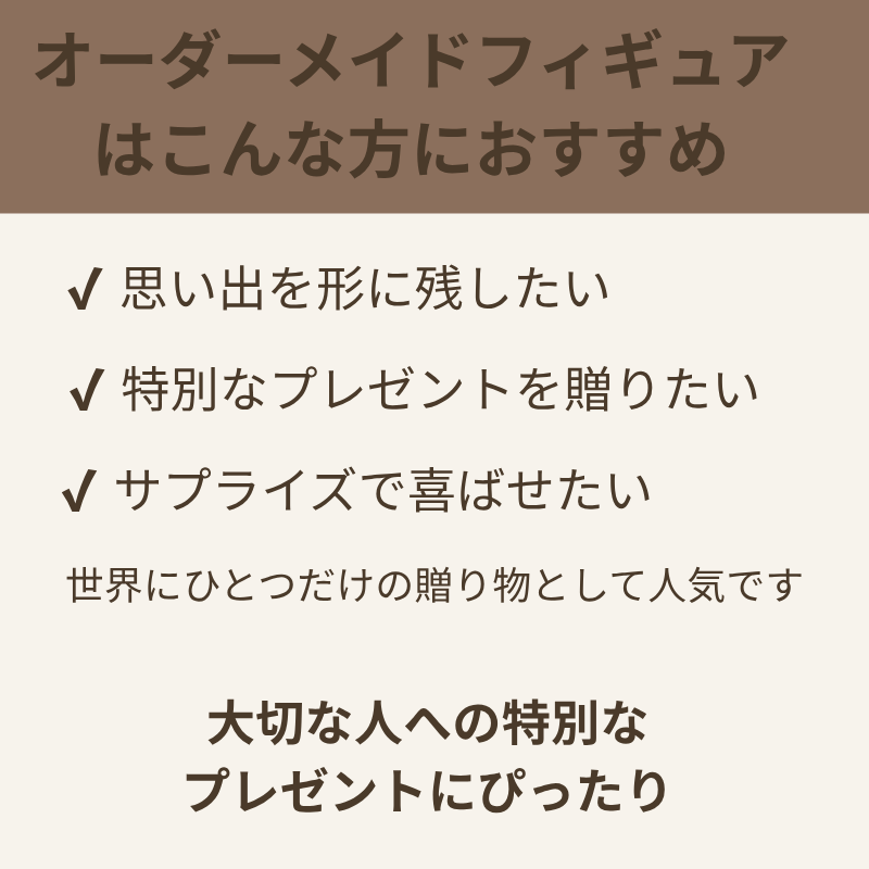 オーダーメイドフィギュアがおすすめな人の特徴や用途をまとめた画像