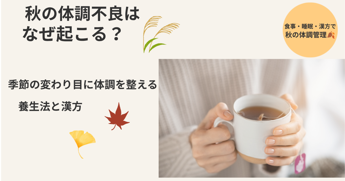 秋の体調不良と季節の変わり目に取り入れたい養生法・漢方を紹介するイメージ
