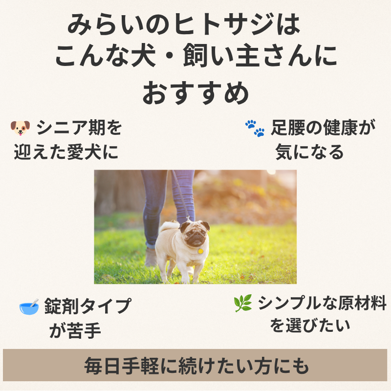 みらいのヒトサジがおすすめな犬・飼い主さんを紹介する画像